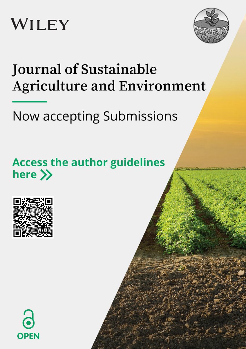 CropGlobal's tweet photo. 1st issue of our Journal of Sustainable Agriculture and Environment  with @wileyinresearch is available online. It contains 8 high quality papers. 

Our key ethos are openacess, novelty, equity&amp; inclusion.  

Stay tuned for key findings from each paper.

https://t.co/T7fbz8u0fy https://t.co/CRpeeFCxy0