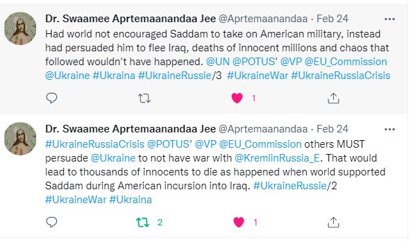 TeamAatmeeyataa's tweet image. #EditorNote: Sad to see world didn&apos;t listen to wise counsel given by Dr Swaamee @Aprtemaanandaa Jee. Had they followed his advice to discourage @ZelenskyyUa from taking on mighty @mod_russia army then there would&apos;ve been no blood-shed on #Ukrainian soil. @antonioguterres @Dpol_un