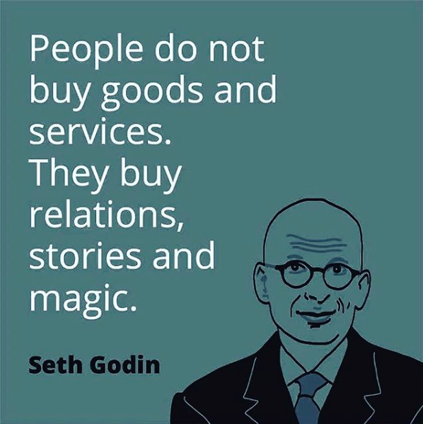 🏪 People do not buy goods and services. They buy relations, stories and magic. Seth Godin #DailyInspiration #Mindset #Motivation #Goals #Positivity #MotivationalQuotes #Hustle #Excellence #GSWFP #inspirationalquote #Karma #bestoftheday 🌰