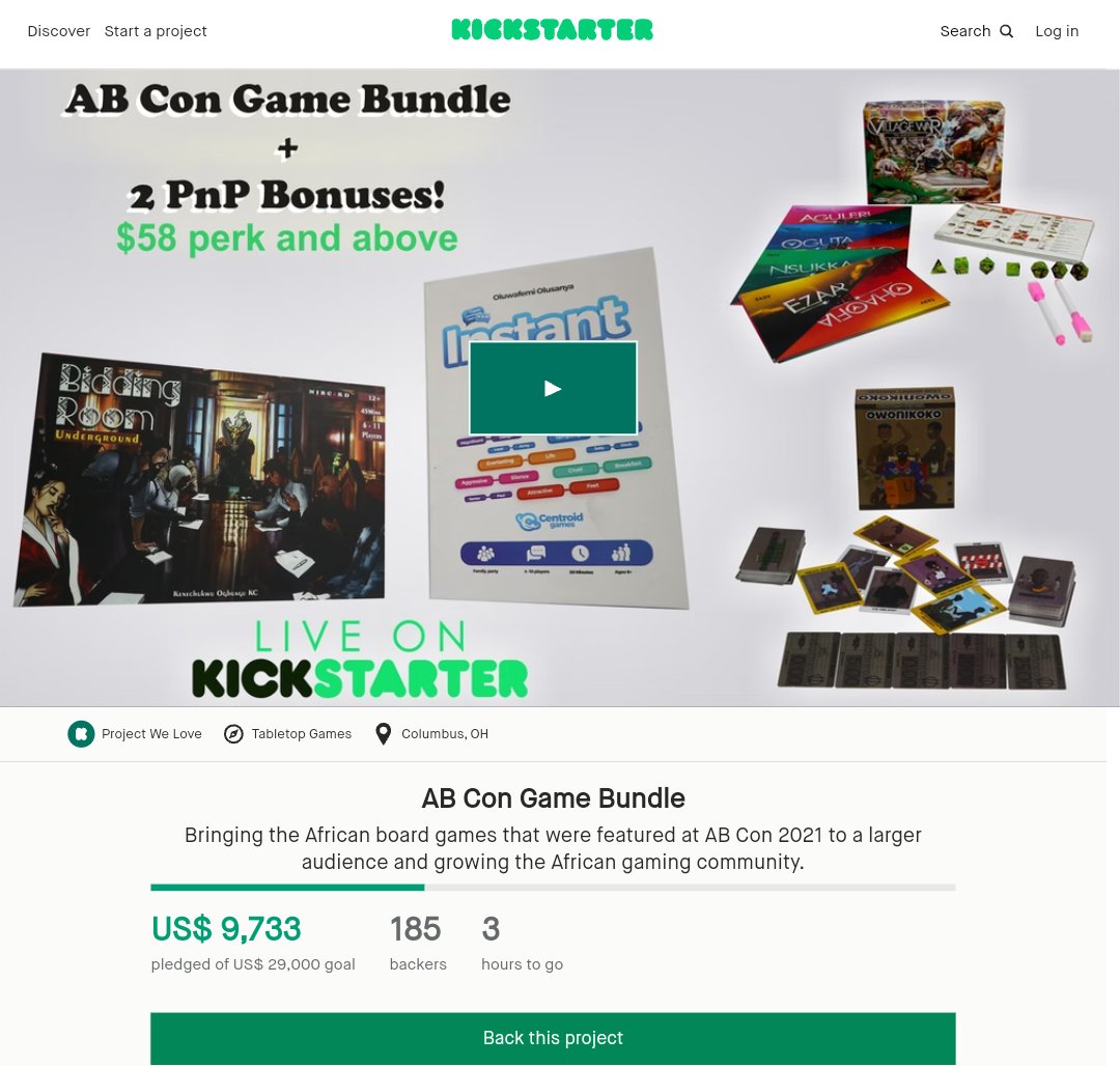 nibcardgames's tweet photo. We couldn't reach our campaign but we are grateful for the support and new learning.
We are coming back; hopefully, stronger and better.
African Tabletop Games to the world โ๐ฝ
#ABConBundle #NIBCARDGames #CentroidGames #CowrieGames https://t.co/h5KUrAHw5L