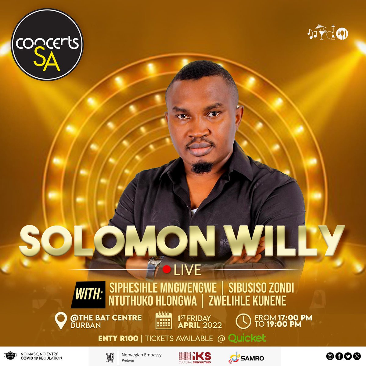 ConcertsSA's tweet photo. #ConcertsSA #GigGuide for this week:

Chanticleer Singers - Tues 29 March - Joburg
@SolomonWilly - Fri 1 April - Durban
@driemanskap -Sun 3 April - Guguletu
Oceanico - Sun 3 April - Cape Town
Funded by @NorAmbSA and @SAMROMusic. Concerts SA is administered by @IKS_Africa https://t.co/tHdVQbxyhH