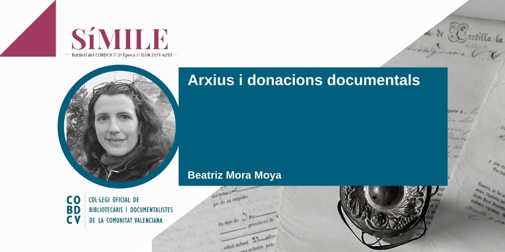 cobdcv's tweet photo. 🆕 Nou article a la #RevistaSimile 🆕
🗄 Arxius i donacions documentals
✍️ Beatriz Mora Moya
📲 https://t.co/YCwYSKmVjF https://t.co/LchFmcME4j