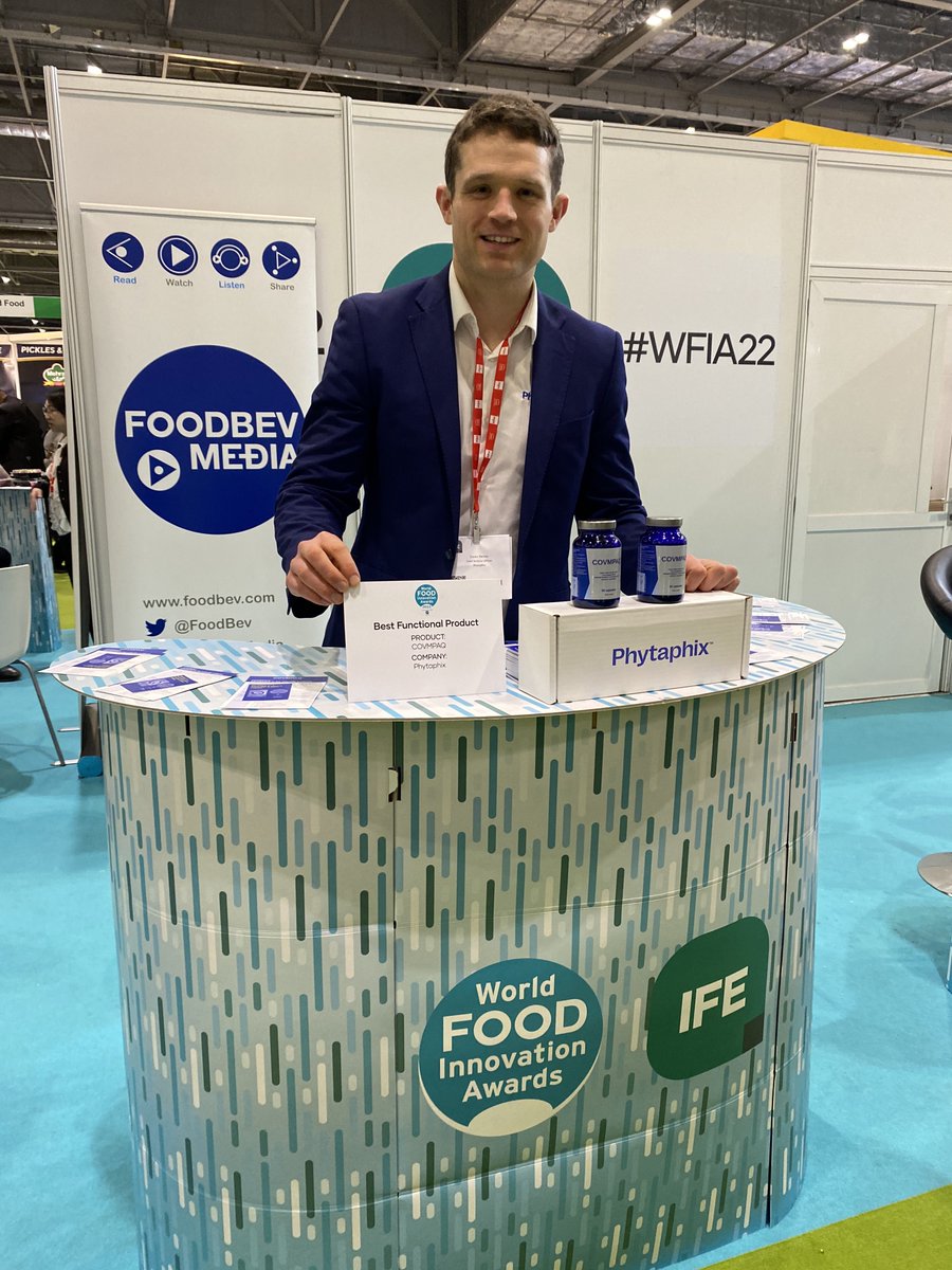 phytaphix's tweet photo. What a week
We flew to London on Monday to attend International Food & Drink Event
@Phytaphix exhibited for first time ever
Our product, COVMPAQ was a finalist in the World Food Innovation Awards from FoodBev Media
We didn't win but congrats @getsobars
#WFIA #WFIA22 #WFIA2022 https://t.co/8xBVuaoC5W