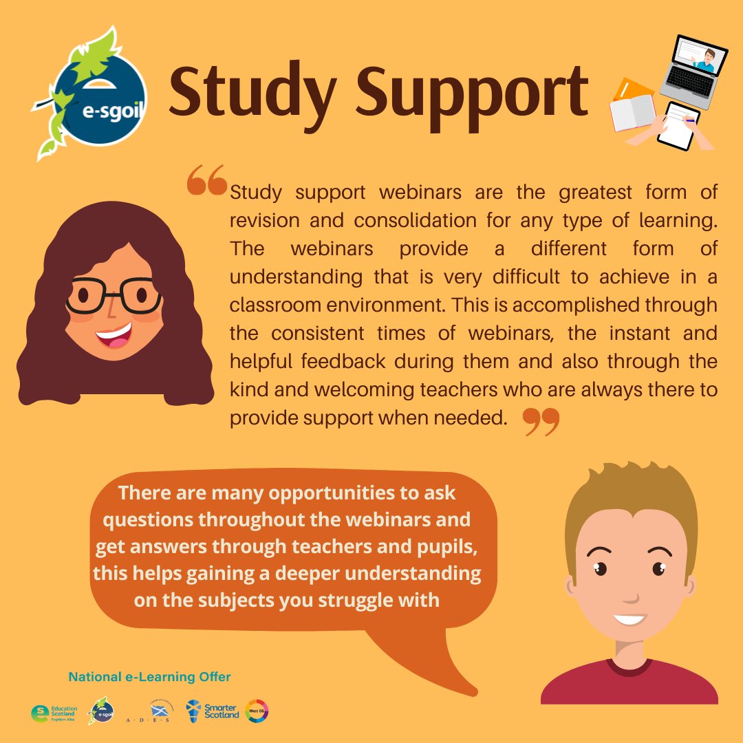 eSgoil's tweet photo. Free, live, interactive online Study Support as your SQA exams get closer! Easter Study Support daytime webinars from April 7th - 14th. Registration still open on our website.
https://t.co/kuGiI71UyL
#NeLO https://t.co/EoYba2jFCz