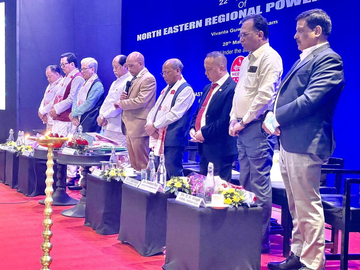 ChownaMeinBJP's tweet photo. The #NERPC meeting concluded in a positive note.
We also observed one minute silence and pray for eternal peace of the departed souls of NEEPCO employees, who lost their lives in an unfortunate incident at Khandang hydropower project in Assam’s Dima Hasao district on Saturday. https://t.co/P4yKZgKnDw
