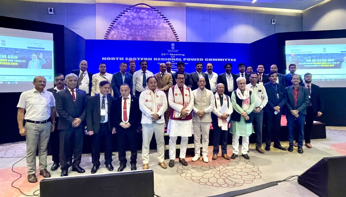 ChownaMeinBJP's tweet photo. The #NERPC meeting concluded in a positive note.
We also observed one minute silence and pray for eternal peace of the departed souls of NEEPCO employees, who lost their lives in an unfortunate incident at Khandang hydropower project in Assam’s Dima Hasao district on Saturday. https://t.co/P4yKZgKnDw