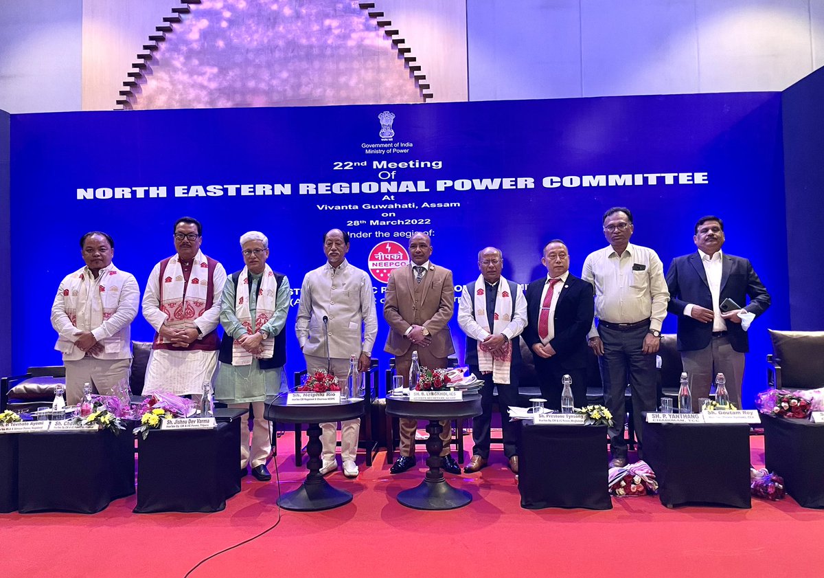 ChownaMeinBJP's tweet photo. The #NERPC meeting concluded in a positive note.
We also observed one minute silence and pray for eternal peace of the departed souls of NEEPCO employees, who lost their lives in an unfortunate incident at Khandang hydropower project in Assam’s Dima Hasao district on Saturday. https://t.co/P4yKZgKnDw