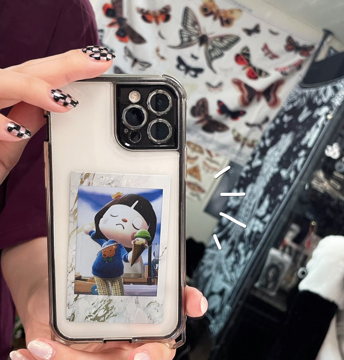 instax mini Link であつ森チェキ会📷 手持ちカメラの自撮り風の画像を