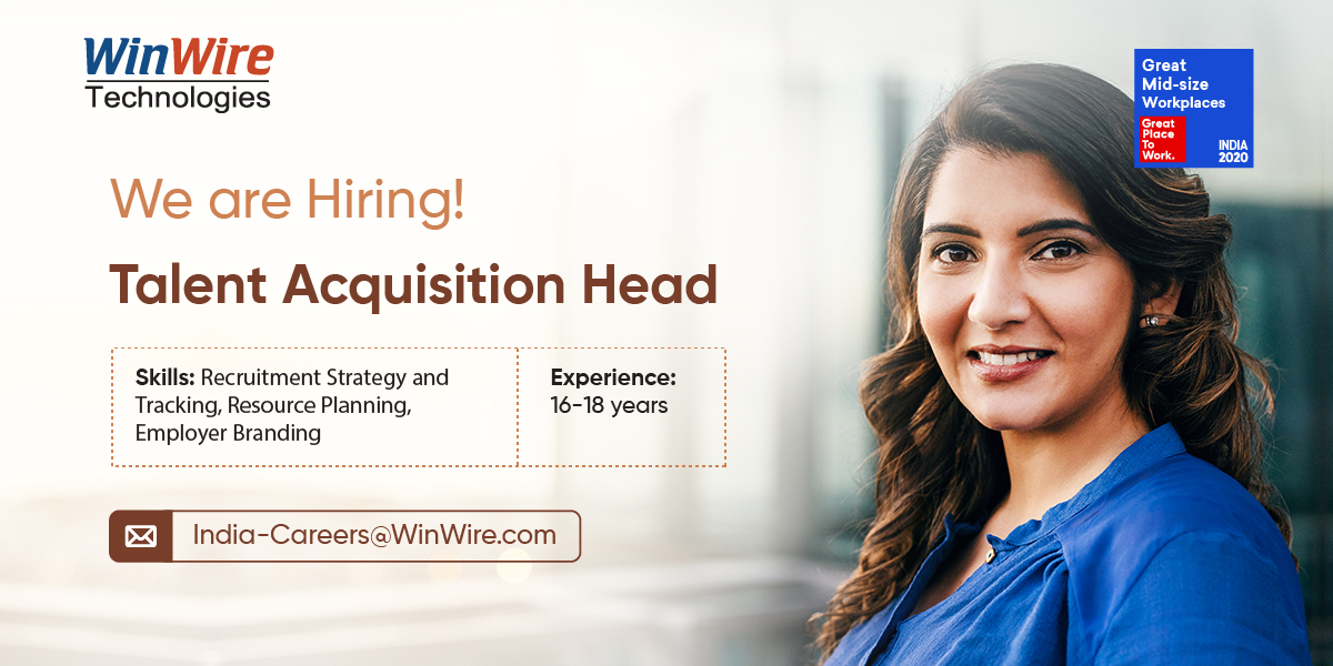 <a href="/WinWire/">WinWire</a> is looking for a #TalentAcquisitionHead to establish end-to-end recruitment strategies, transform hiring processes &amp; attract top talent. 

The candidate should have global #recruitment experience with a background in the IT services industry. hubs.la/Q016SD8x0
