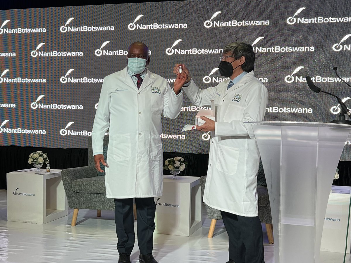 DrPatrick's tweet photo. Ribbon-cutting ceremony to mark the start of the vaccine manufacturing facility by NantBotswana. @Bihbw @OfficialMasisi #botswana https://t.co/FxQsd0OE3N