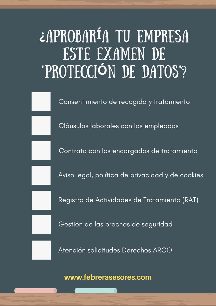febrerasesores's tweet photo. ¿APROBARÍA TU EMPRESA ESTE EXAMEN DE PROTECCIÓN DE DATOS? https://t.co/WwrAMdXDf2