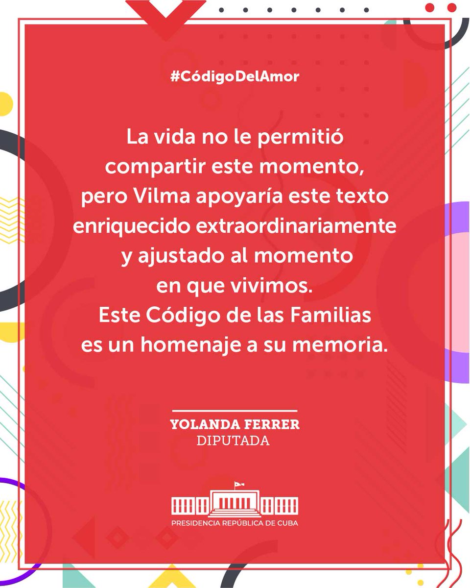PresidenciaCuba's tweet photo. Este #CódigoDeLasFamilias es un homenaje a la gran Vilma Espín. #CódigoDelAmor https://t.co/KflABIvd50