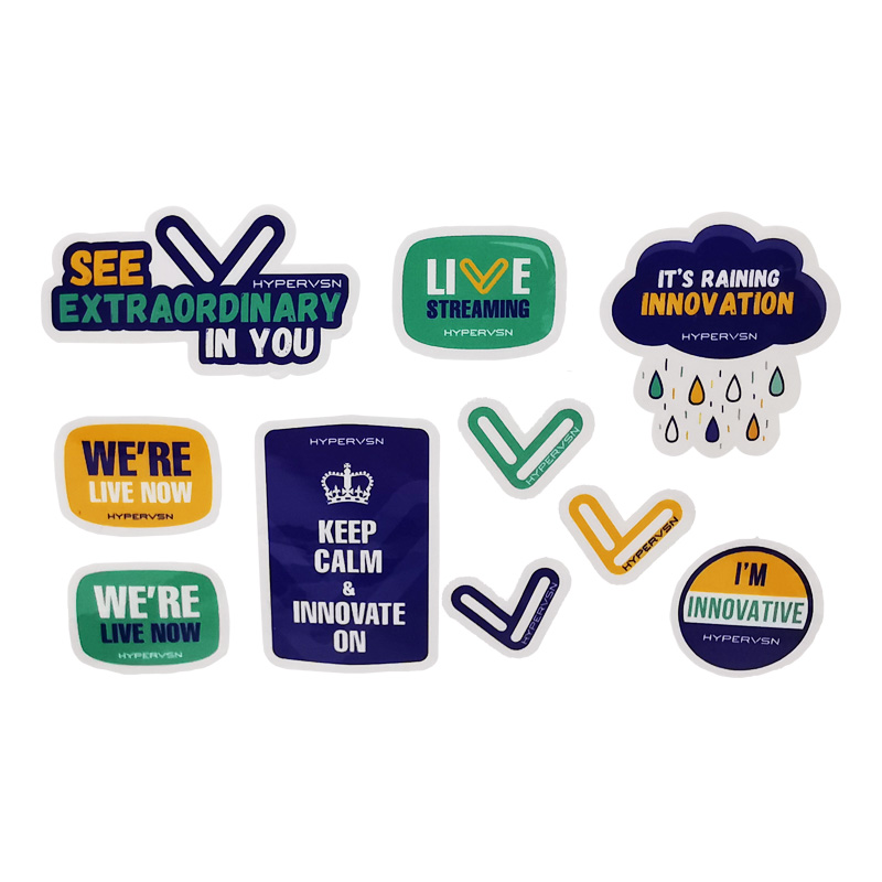 Customized shape adhesive sticker. 
Can be packed as roll or sheet form