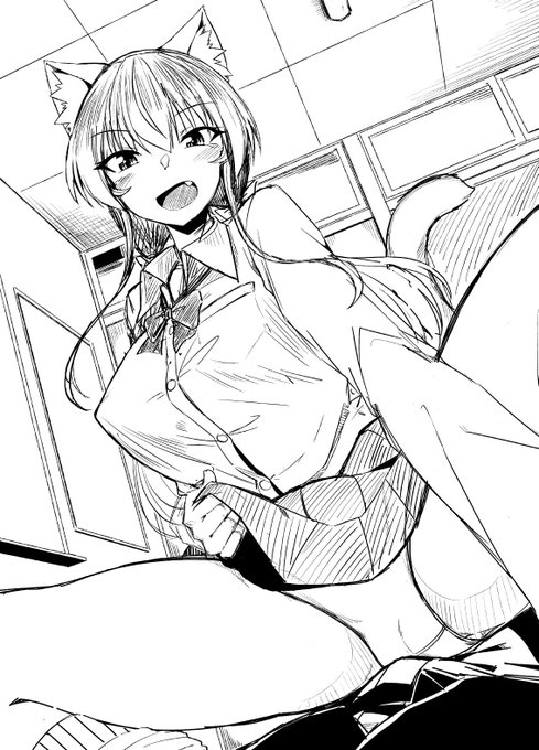 制服猫耳お姉さんに逆レされそうになった時の絵です。 
