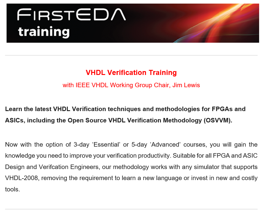 FirstEDA's tweet photo. Intermediate VHDL training - Online, live and interactive - https://t.co/ii7kSPJYVr https://t.co/iU0qXk6BFs