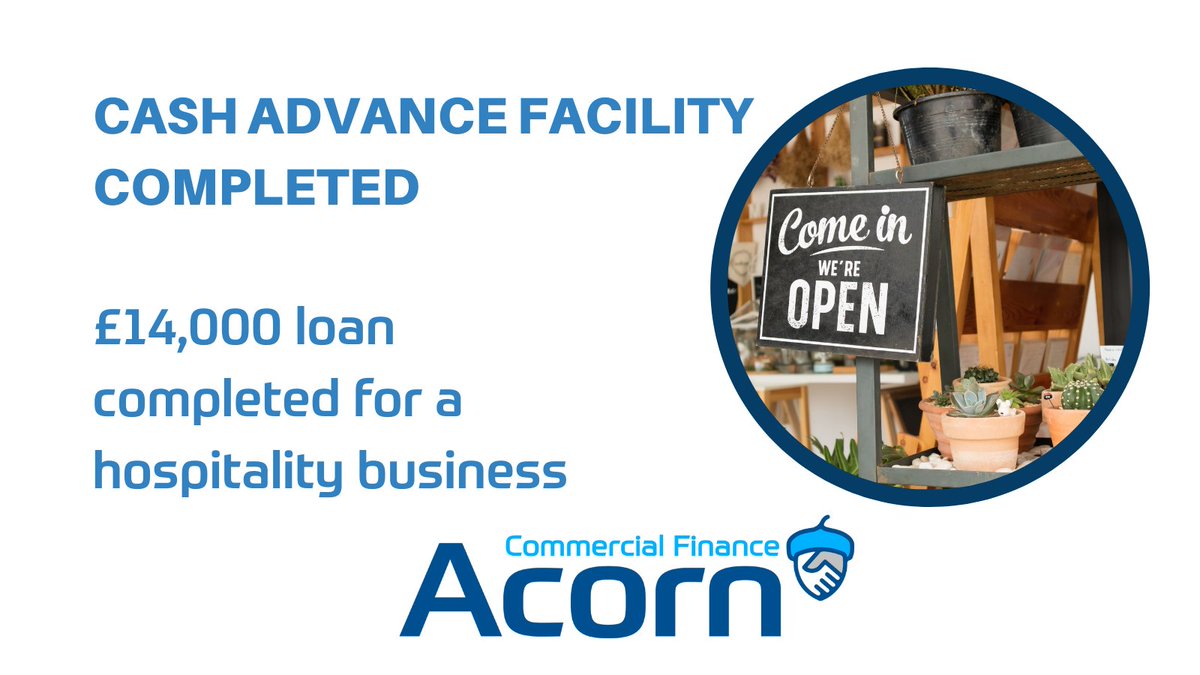 Pleased to have completed on a #cashadvance facility for a #cafe reopening following Covid, looking to grow their #business. This advance is against future credit card receipts allowing them to grow without a fixed monthly commitment.
Call us for info 0345 565 2603
#finance