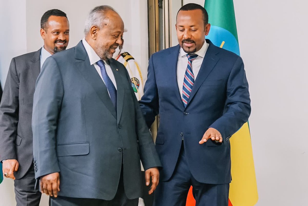 AbiyAhmedAli's tweet photo. The ties between our two nations are historical and broad based. It is not only neighborly ties, but familial. President @IsmailOguelleh and I are committed to capitalizing on existing foundations for mutual prosperity. https://t.co/6JzKhuH8Y5