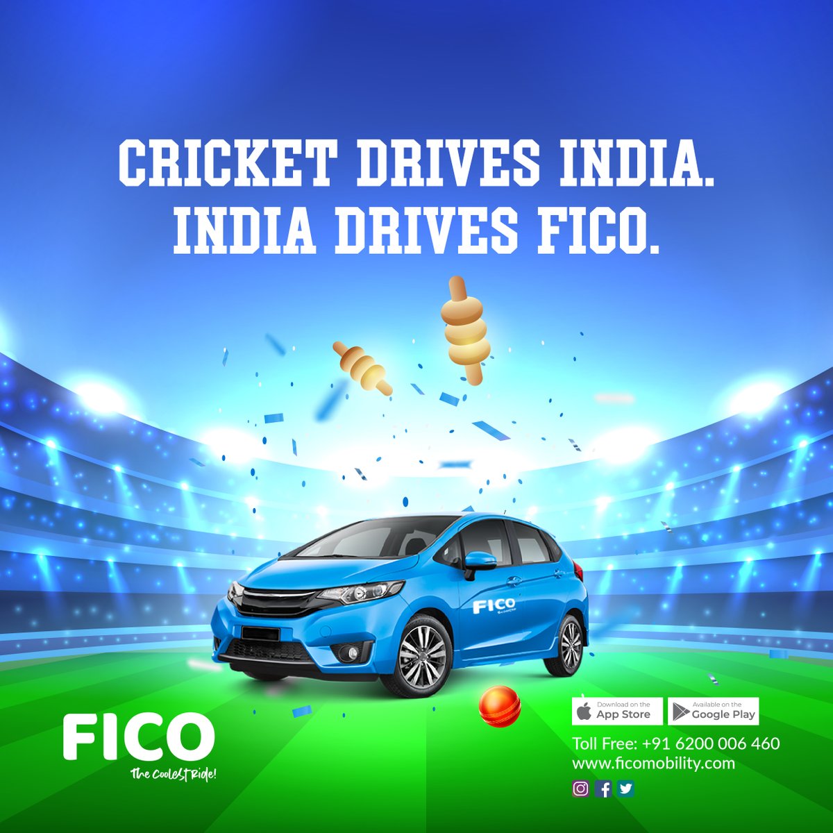 Fico_mobility's tweet photo. CRICKET DRIVES INDIA.
INDIA DRIVES FICO.
Book Now: https://t.co/inLsbViG1u
TOLL-FREE: : 6200 006 460
#FicoCarShare #Fico #FicoMobility #CarShare #FicoHost #IPL2022  #IPL https://t.co/evdfnLlxeF
