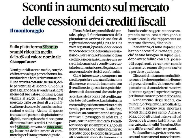 infocamere's tweet photo. ✅ Vendi e compri in sicurezza

🗞️ "Sconti in aumento sul mercato delle cessioni dei crediti fiscali" @GiuseppeLatour su @sole24ore 

👉 https://t.co/q1ON1NCAdW
#superbonus #SiBonus @CamCom_gov @MassimoBaroni1 @Habi_tech @CittadinidiTwtt @SpeculaThor @MilenaLazzaroni @carlucci_cc https://t.co/vbQUqMir2N
