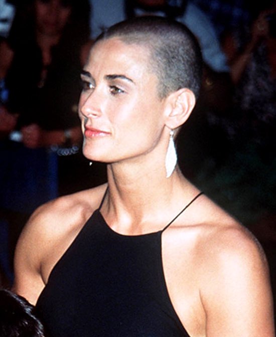 BrandySJones's tweet photo. @TaelurAlexis (Part 2) not sure how old people are in this thread but if you were around when G.I. Jane came out it was actually about a woman who defied odds against her… And Demi Moore rocked the bald head and made it a fashion statement. So I would take it as a compliment personally https://t.co/YZBT2BR964