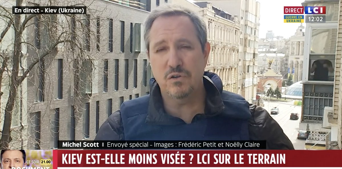 tcabarrus's tweet photo. "Les troupe russes n'avancent plus autour de #Kiev et la ligne de front ne bouge plus", explique #MichelScott, le reporter de guerre de #LCI. https://t.co/PkXmyZ8diR