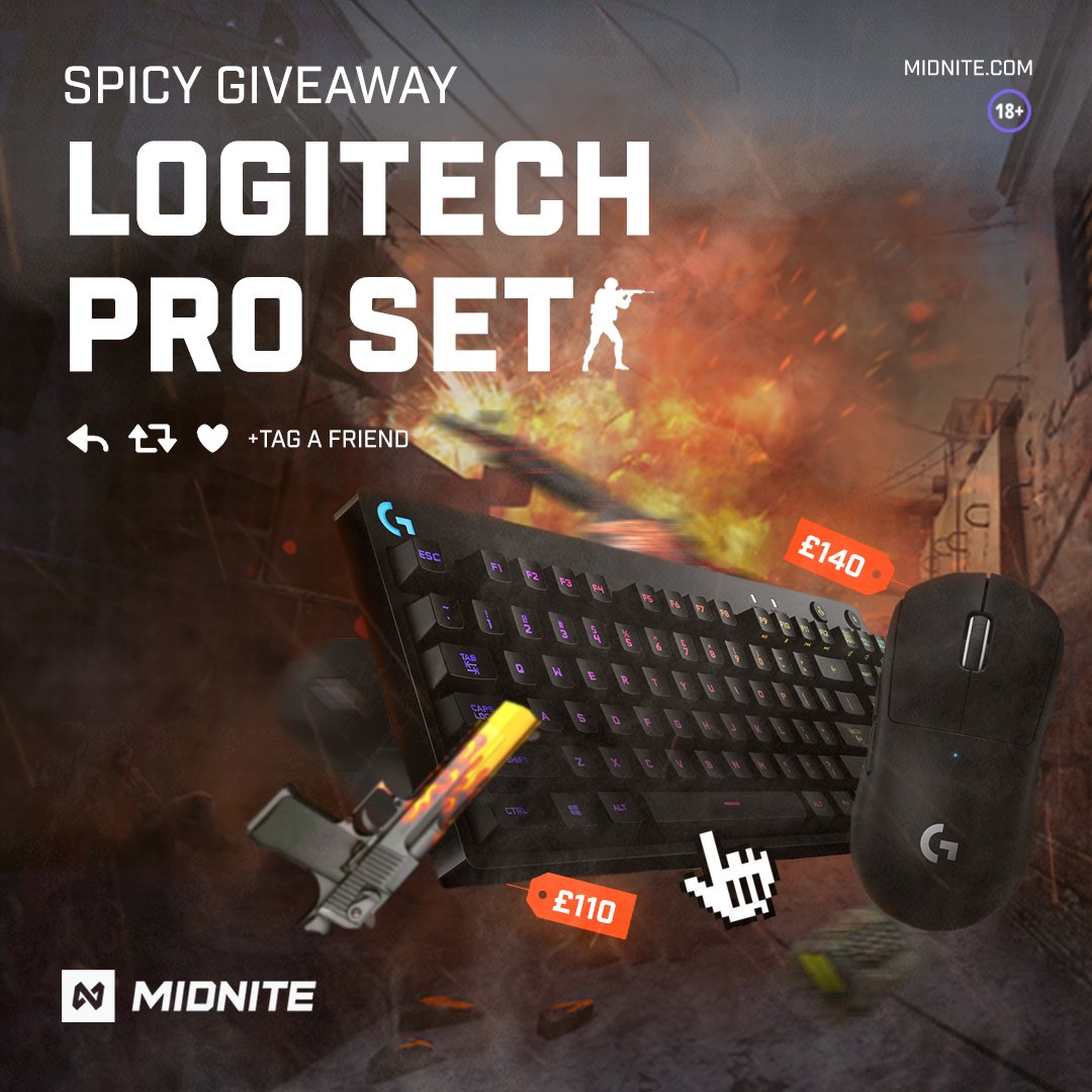 Your PC setup should look as good as your fragging, whether you're on Icebox or Dust 2.

Celebrating my partnership with <a href="/MidniteCSGO/">Midnite CS:GO</a> with a LogitechG giveaway!

To enter:
❤️🔁Like and Retweet this post.
✅Follow @midnitecsgo + <a href="/onscreenlol/">ONSCREEN</a>.
⬇️Tag one friend.
 
18+ | Ends 4th Apr