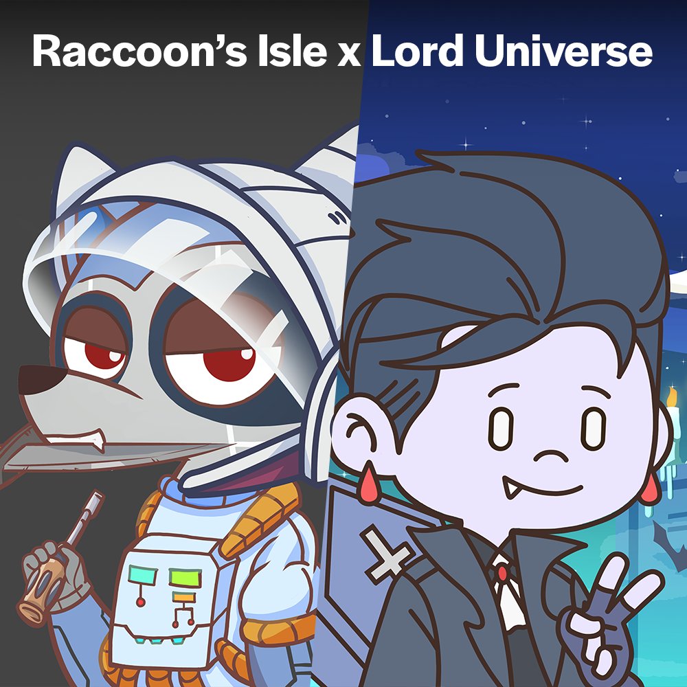 🦝Raccoon's Isle x Lord Universe 🪐 

We are very pleased to get in Collaboration with  @lorduniversenft 
 
2x Lord Universe WL spots will be given to lucky winners!

1️⃣follow <a href="/raccoonsislenft/">Raccoon's Isle</a> &amp; @lorduniversenft
2️⃣♥️, RT
3️⃣tag 3 Friends

🎉Winners in 24 hours!

#NFT #NFTdrops