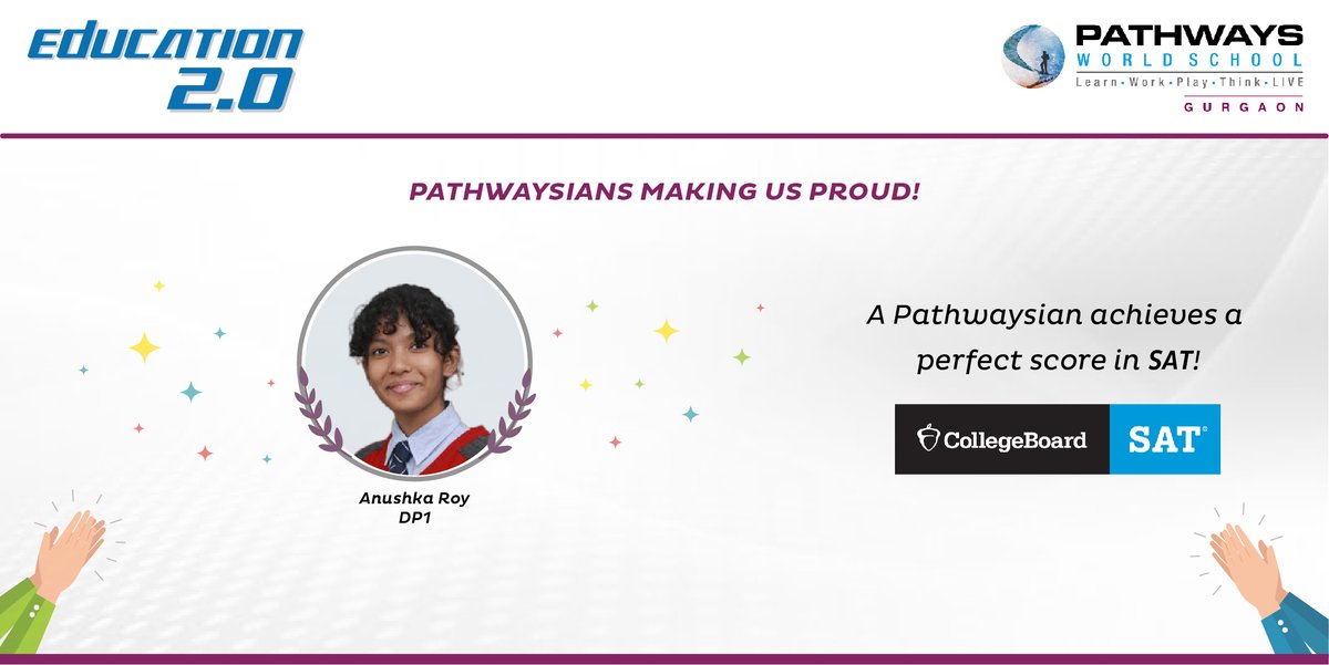 pws_gurgaon's tweet photo. Heartiest congratulations to Anushka Roy, DP1, for achieving a perfect score of 1600 in the SAT Exams declared recently 🎓🏆. The School is extremely proud of her accomplishment, 🎉 and we wish her the best in the coming years!
#PathwaysSchool #achievement #SATExam https://t.co/nPYiuTSiin