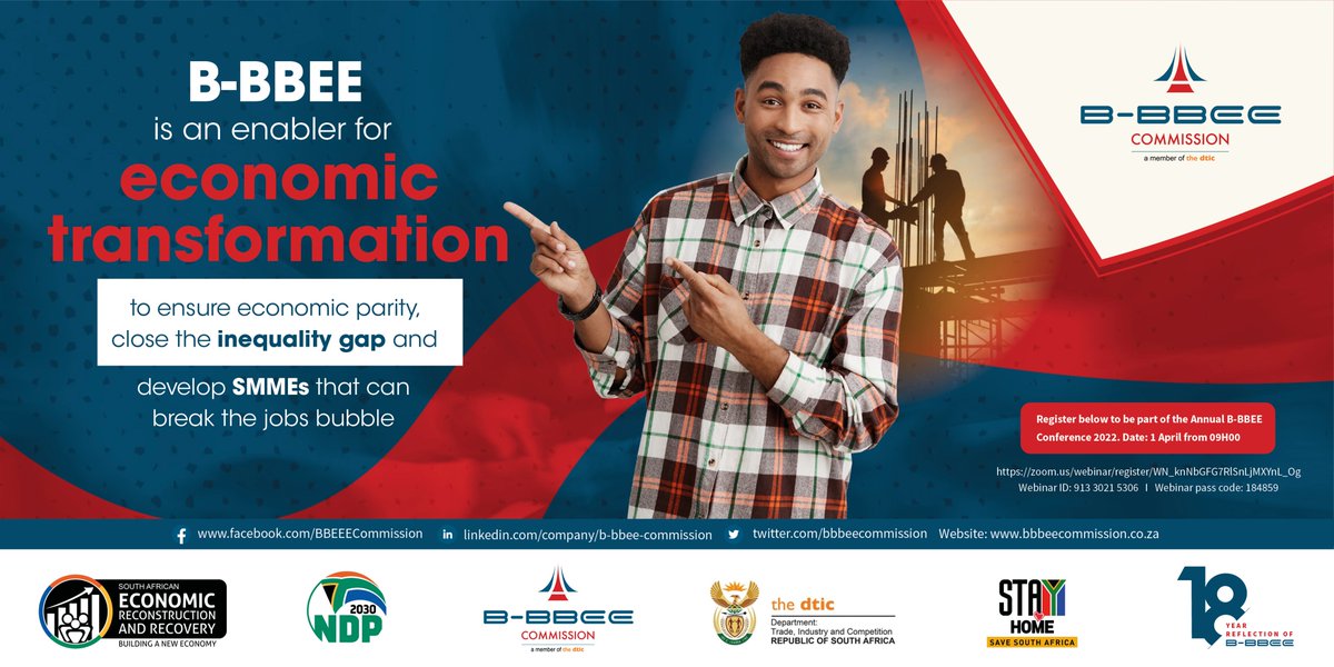 the_dtic's tweet photo. Deputy Minister @the_dti Ms Nomalungelo Gina will deliver an opening address at the 2022 Annual Broad-Based Black Economic Empowerment (B-BBEE) Conference that will be held virtually on Friday, 1 April 2022:theme “Broad-Based Black Economic Empowerment,Quo Vadis?”@bbbeecommission https://t.co/zuMBwuBrTs