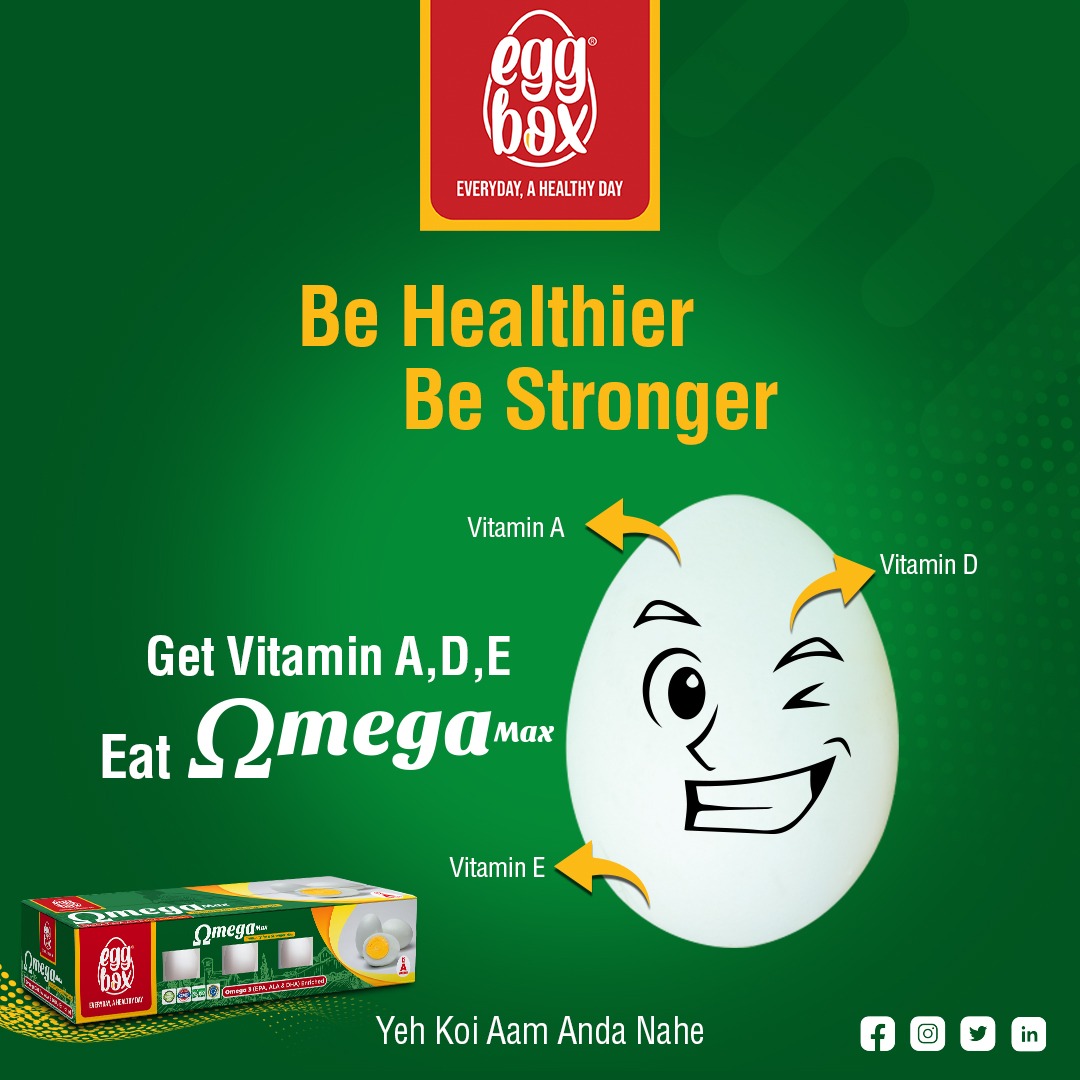 EggBoxPk's tweet photo. During Covid time, boosting up your immunity is very important and you can do that with Egg Box Omega Max
Kionke yeh koi aam anda nahi
#EggBox #BeHealthierBeStronger #VitaWhite #OmegaMax #Delicious #HealthyEggs @MahmoodGroup https://t.co/UITh9u5Let