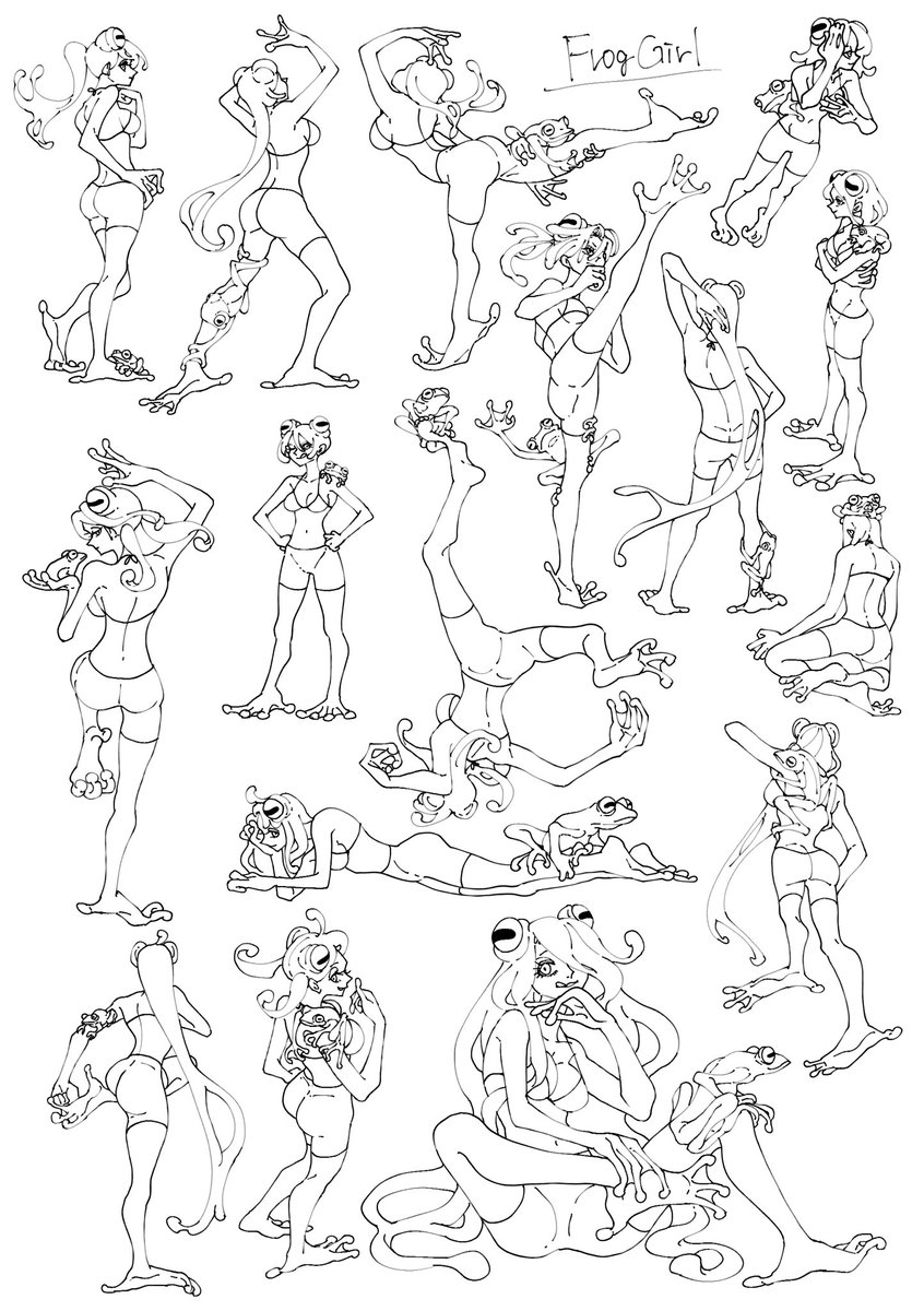 45秒ドローイングとカエル娘
#posemaniacs 