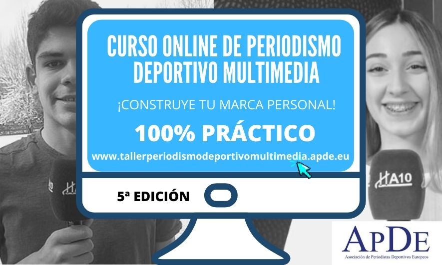 apde_eu's tweet photo. Se abren plazas para el Curso Superior de Periodismo Deportivo Multimedia de la Asociación De Periodistas Deportivos Europeos - @apde_eu 13 de Junio. 8 plazas disponibles. Reserva plaza en: https://t.co/4gf7aBGpqO https://t.co/cGT6ss5UXM