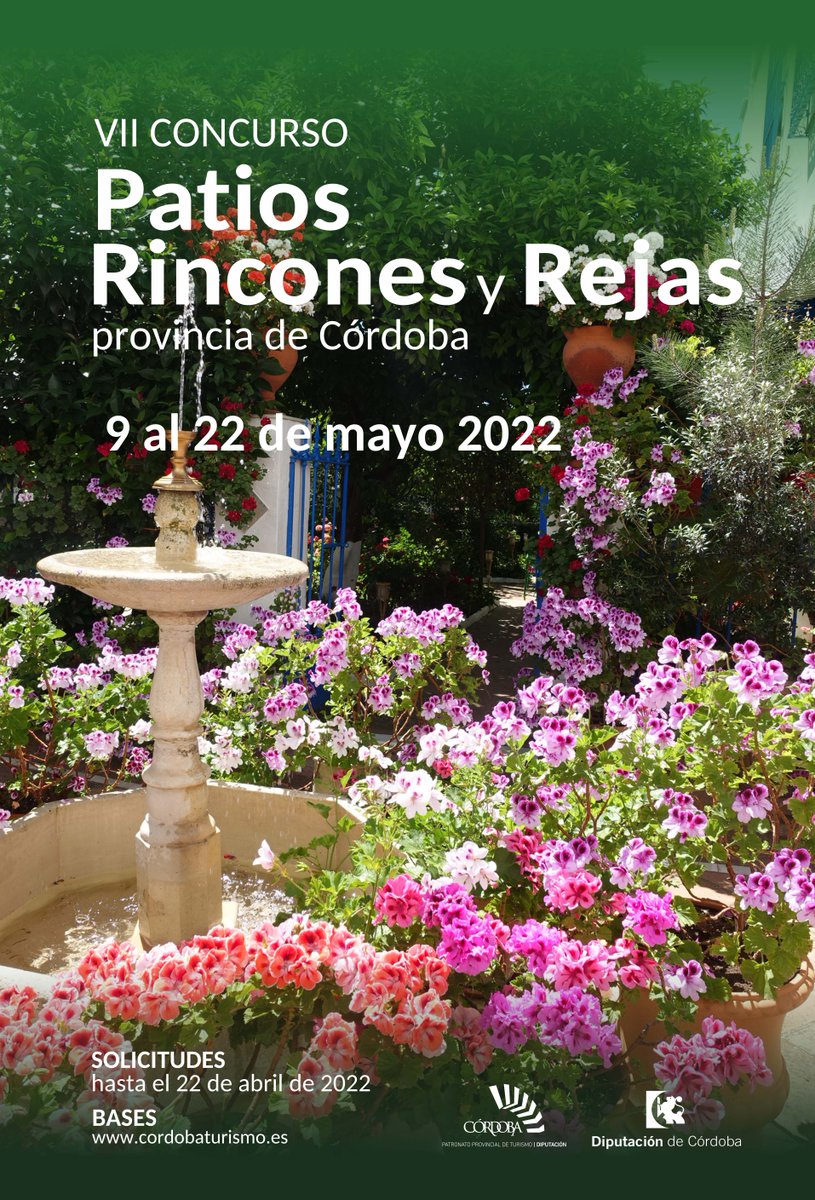 🌸 Un año más, <a href="/cordoba_turismo/">Córdoba</a> ha puesto en marcha el VII Concurso de Patios, Rincones y Rejas de la Provincia de Córdoba.

El plazo de presentación de solicitudes será hasta el 22 de abril del 2022.

Bases y solicitudes en: fernannunez.es/vii-concurso-d…
