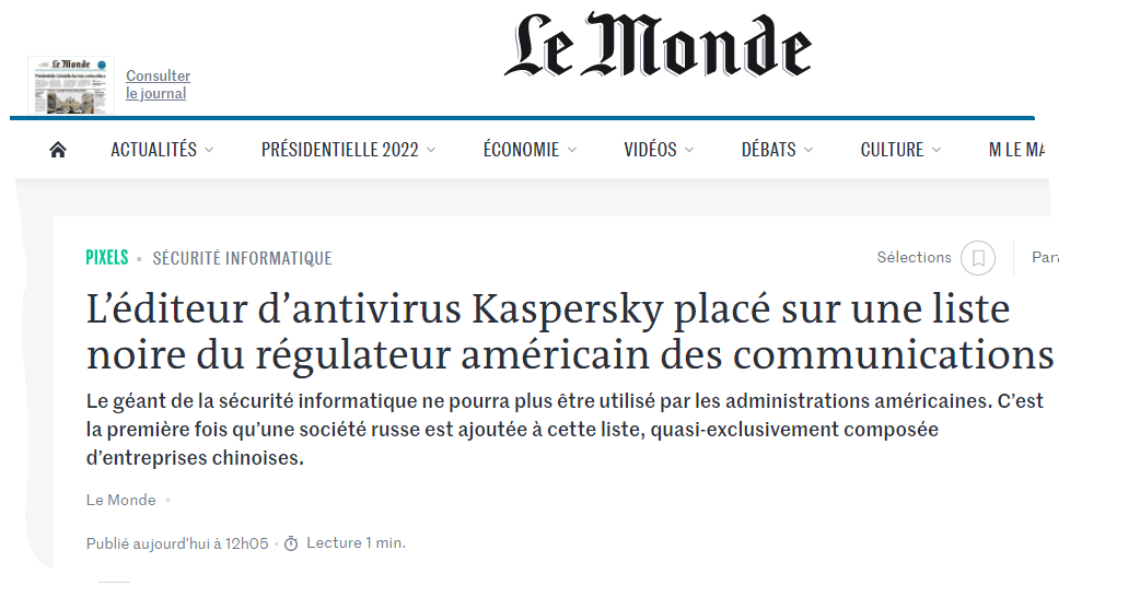 UnivLRSNESUP's tweet photo. « Depuis le début de l’invasion de l’#Ukraine plusieurs régulateurs européens ont incité à la méfiance envers les entreprises russes (le service de cybersécurité allemand, l’autorité italienne de protection de la vie privée : "risques potentiels" de transfert de données hors UE» https://t.co/aeeDkahtnZ