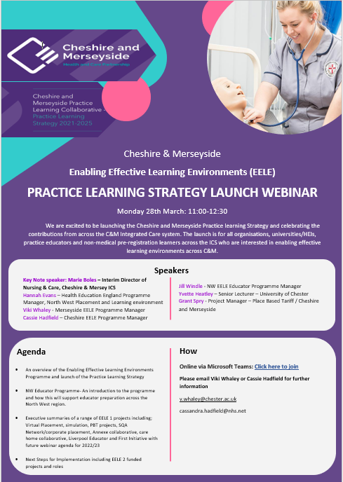 Grateful to be invited to the Cheshire and Merseyside launch of the Practice Learning Strategy.