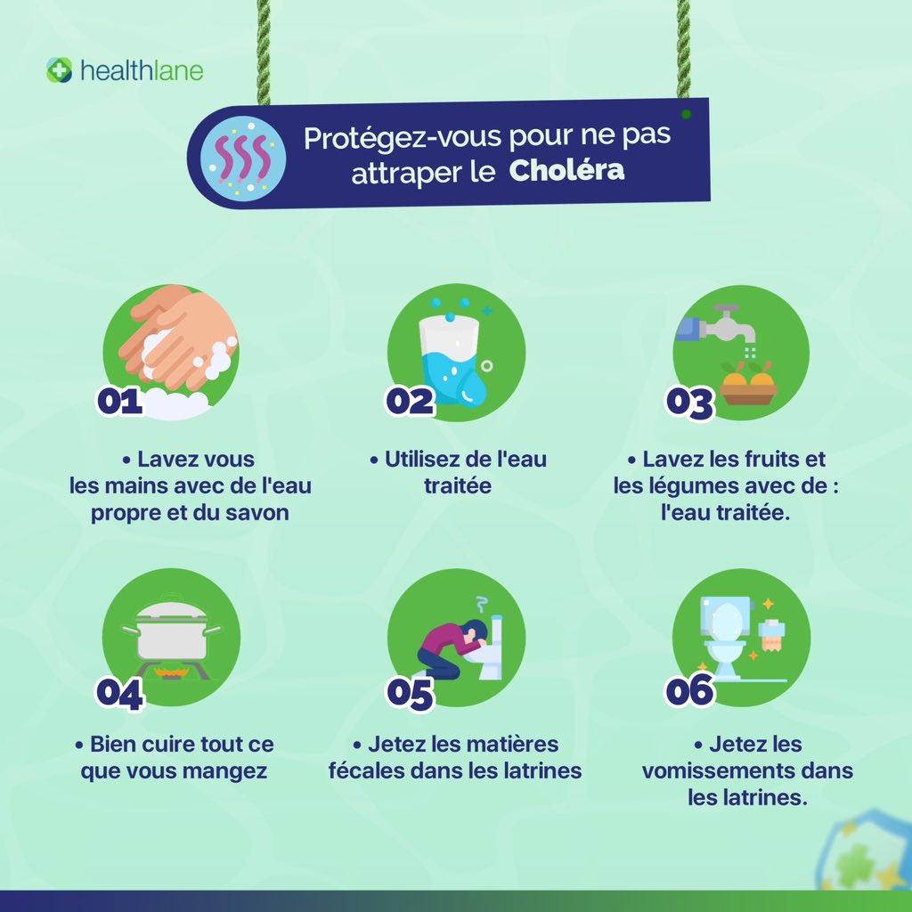 Une hygiène efficace réduit les risques d’infection à cette maladie.

Ensemble luttons contre le choléra! 

#cholera #healthlane