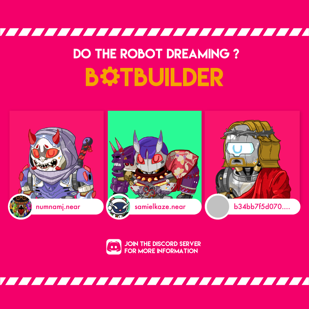 DreaminRobot's tweet photo. BOTBUILDER#3 for the winner custom their own robot! @ParasHQ  and etc. $near #DoTheRobotDreaming #nfts #nftcollectors #NFTGiveaways #nftdrops #nearNFTs https://t.co/v3Pf6eqY8v