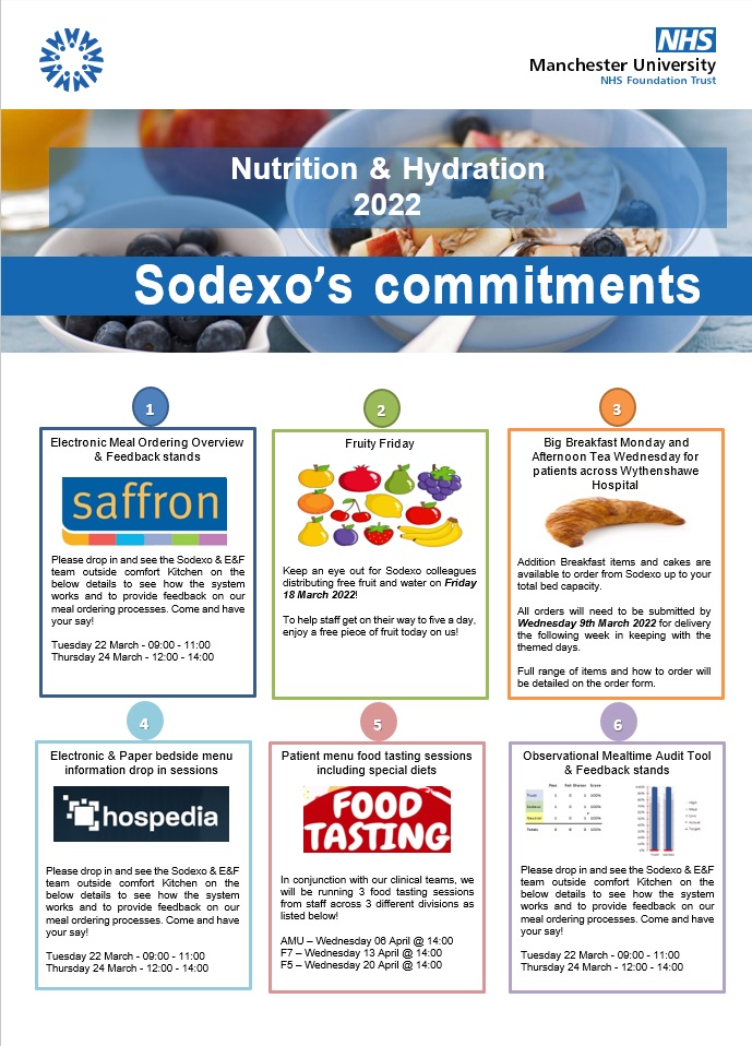 So good to be working alongside our Trust colleagues <a href="/WythenshaweHosp/">Wythenshawe Hospital</a> l supporting Nutrition &amp; Hydration week for 2022. Working together supporting really positive messages for staff, patients and visitors <a href="/QualityWTWA/">WTWA Improving Quality</a> <a href="/NHWeek/">N&H Week</a> <a href="/MFT_QIT/">Quality Assurance Team</a> <a href="/MFT_PatientExp/">Patient Experience</a> <a href="/SodexoUK_IRE/">Sodexo UK & Ireland</a>