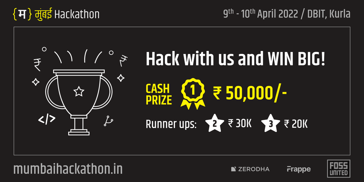 mumbaihackathon's tweet photo. Have you figured out your winning idea yet? 

Register today and win cash prizes at Mumbai #Hackathon2022 on 9th and 10th April at @dbit_mumbai.

You can also check out the past year winners and their #opensource softwares here - https://t.co/es2FglhQUA https://t.co/8tLrZGdc61