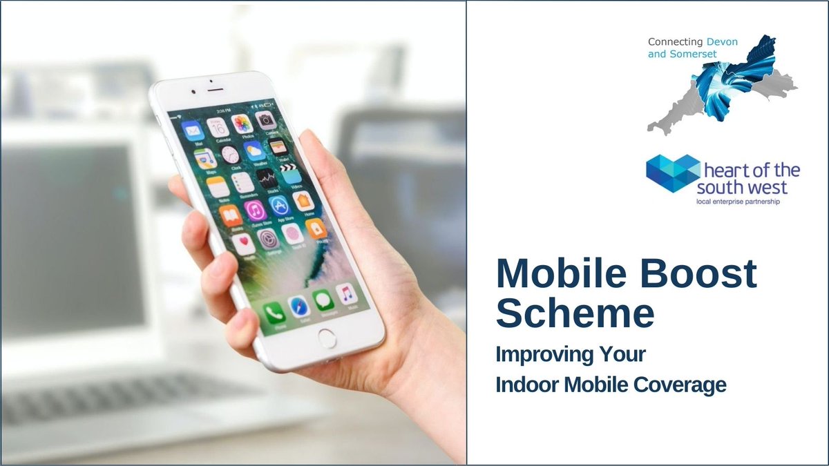 Are you a business or household struggling with poor indoor mobile coverage? Connecting Devon and Somerset may be able to help. 

The Mobile Boost Scheme offers vouchers towards technology to upgrade indoor 4G coverage in “not-spot” areas.  For more: bit.ly/3udRgdC