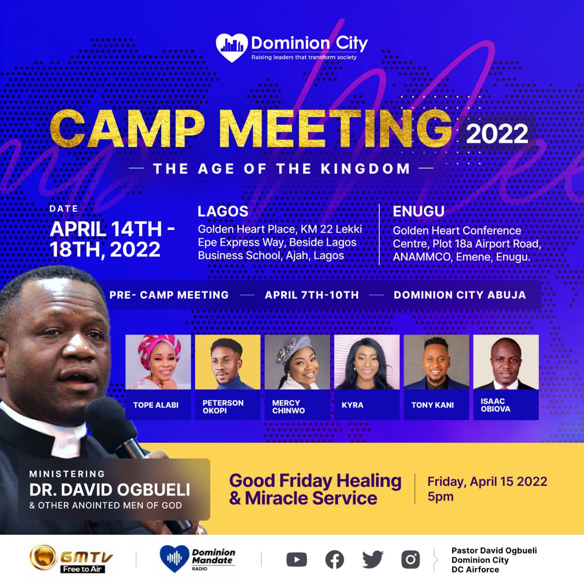 OjiriNkataKuruMmiri Himself will come down to receive our praise. Yes! He inhabits in the praises of His people - Yahweh.

#CampMeeting.
#DominionCity
#RevDavidOgbueli