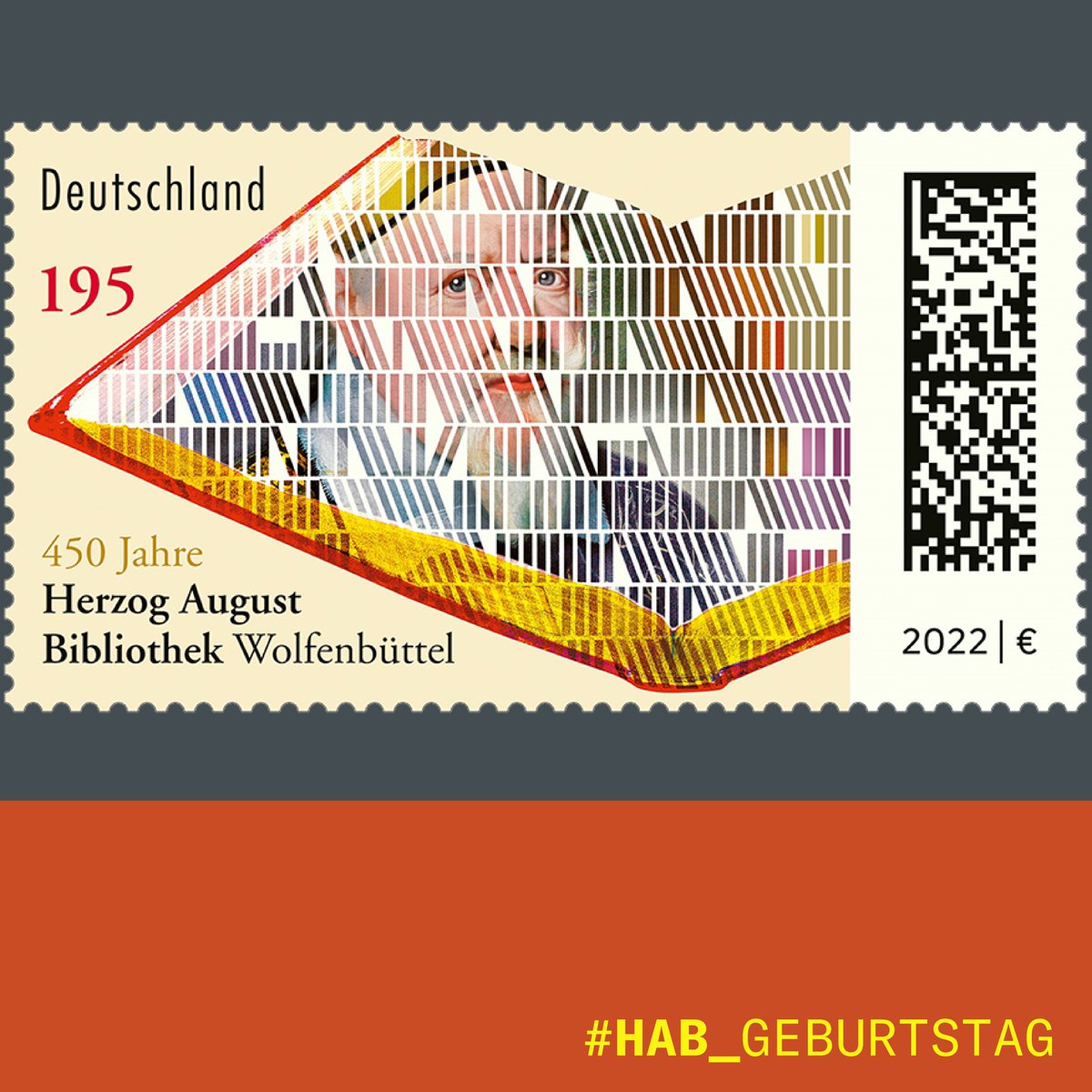 #HAB_Geburtstag! Könnte eine #Büchersendung schöner frankiert werden als mit dem #Sonderpostwertzeichen, das <a href="/BMF_Bund/">Bundesministerium der Finanzen</a> der #HAB_WF gewidmet hat? Die #Briefmarke erscheint am 7.04. und wird am 28.04. feierlich in der #HAB_WF präsentiert. (1/2)
