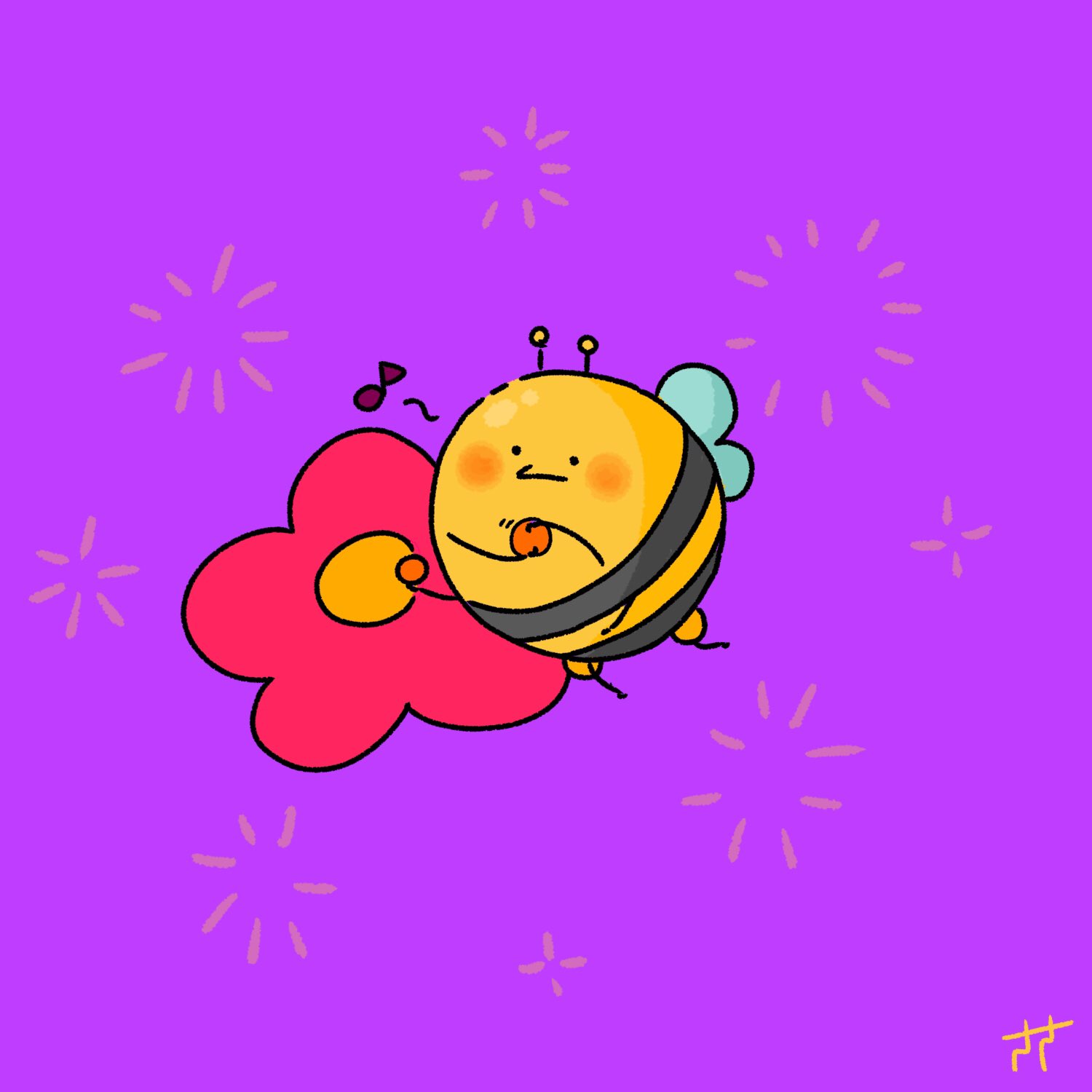 ささ 手慣れた様子で蜜を集めるハチ イラスト ゆるい絵 一日一絵 動物イラスト T Co Yq5dh3rqog Twitter