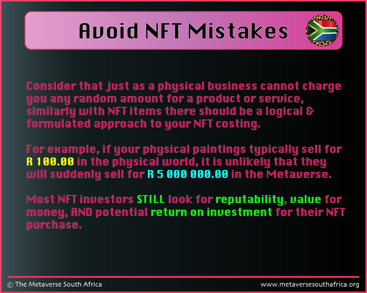MetaverseSA's tweet photo. There are very few things more frustrating and costlier than ending up at the place you should have actually started.  #NFTCommunity #nftnews #Metaverse #SouthAfrica 

Contact us for a consultation, and follow our socials for tips.
https://t.co/PyGf8MwZwJ https://t.co/C6KimkVBDw