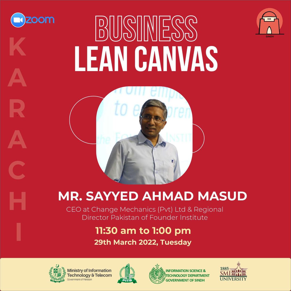 NEP_NIC's tweet photo. Join us for a session on #businessleancanvas with Mr Sayyed Ahmad Masud 

Date &amp; time: March 29th, 2022 | 11:30 am

@change_mech @EngrUrooj @Umairkhan02 https://t.co/DnDwHy4ySj