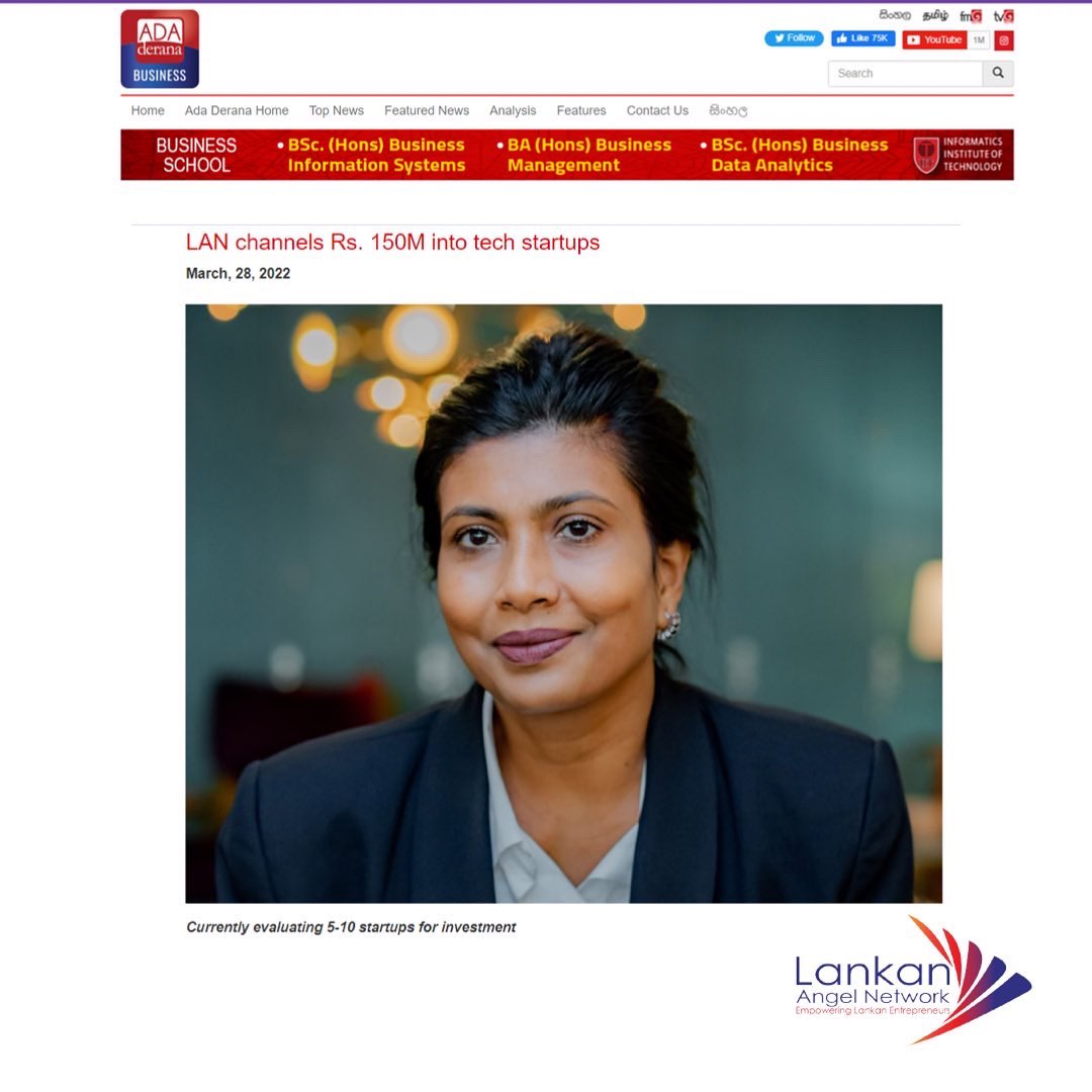 Sri Lanka’s first Angel Fund has, to date, channelled investments up to Rs. 150 Million cumulatively into four home-grown startups…

Click the link below to read the full article,
bizenglish.adaderana.lk/lan-channels-r…

#angelinvestor #lan #lankanangelnetwork