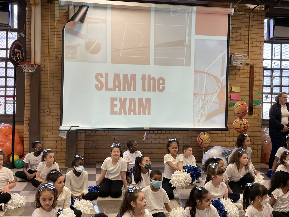 PS108x's tweet image. ELA SLAM THE EXAM Pep Rally was a slam dunk! #ELAprep #basketballday