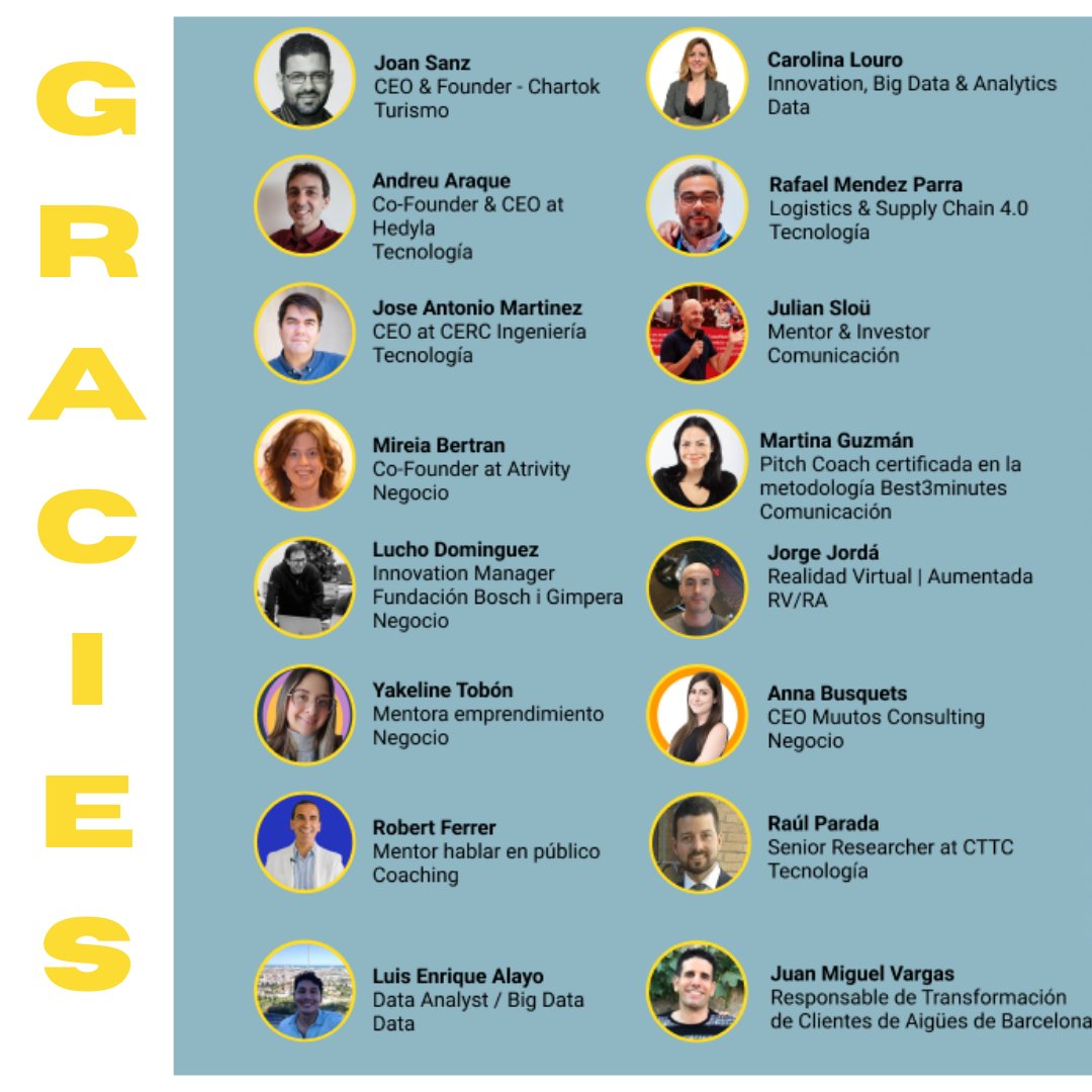 BlocEmpresarial's tweet photo. Volem donar les gràcies a tots els mentors i mentores que han vingut aquest dies a la #VIE a ajudar als equips de la #ViladeHackTourism

Gràcies per posar-hi tantes ganes i transmetre els vostres coneixements i motivació ✨

Sense vosaltres no seria possible 🤗

Fins la propera! https://t.co/Lw82USkpBJ