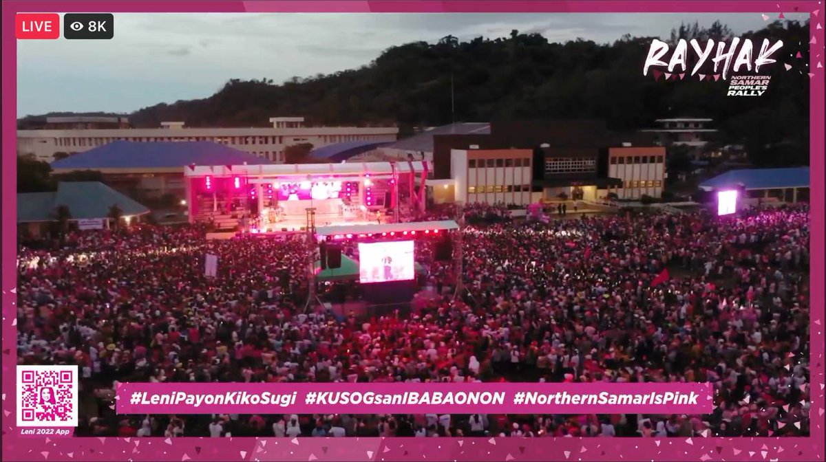 akosirenzoy's tweet image. NORTHERN SAMAR IS PINK! 🌸💕

LIVE na ang TROPANG ANGAT sa “Rayhak: Northern Samar People’s Rally”!

#LeniPayonKikoSugi
#KUSOGsanIBABAONON
#NorthernSamarIsPink

WATCH &amp;amp; SHARE! Habol na sa livestream!

facebook.com/VPLeniRobredoP…