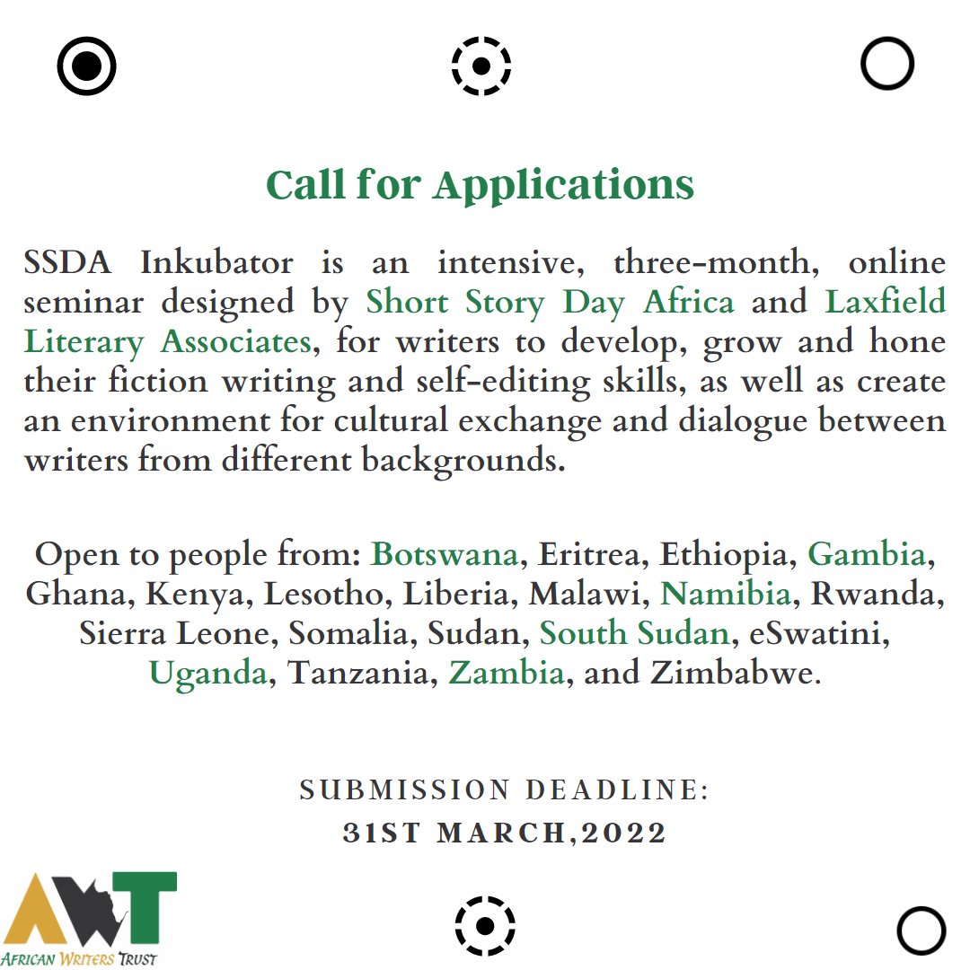 WSA_Kenya's tweet photo. #Writing Opportunity
@ShortStoryAFR  in association with @LaxfieldLit  is calling for applications! 
Follow the link to apply: https://t.co/gWW6POTBBA https://t.co/Tsh94mRc8G